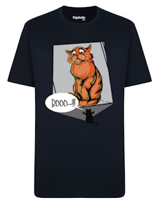 Bigdude – T-Shirt mit „Scaredy Cat“-Print, Marineblau